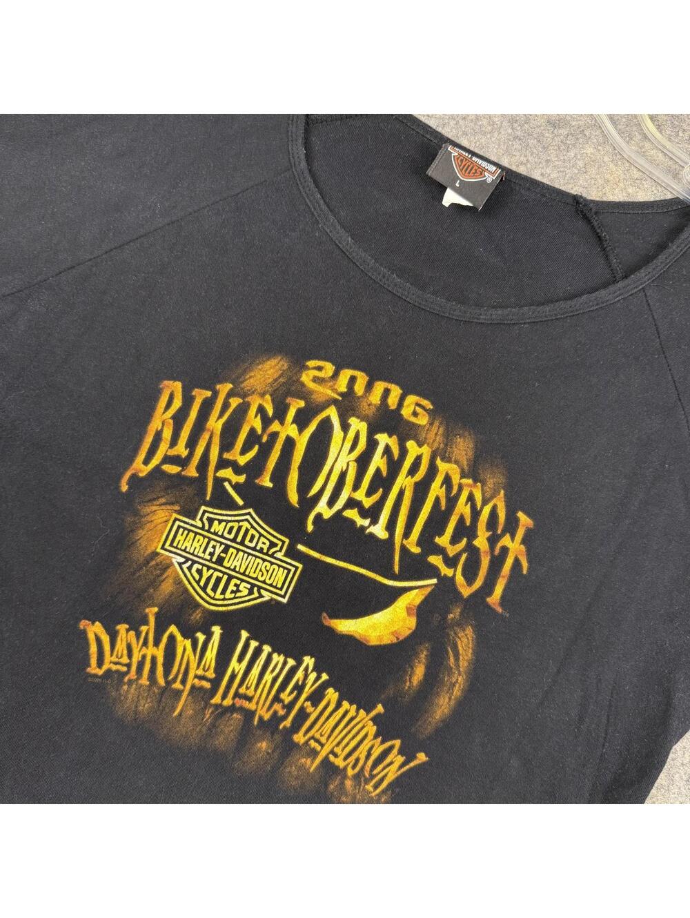 Harley Davidson Daytona Beach 2006 Biketoberfest Shirt Black Orange Gold Large